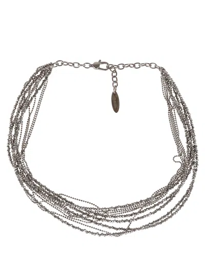 Brunello Cucinelli Beaded Necklace In Gray