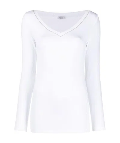 BRUNELLO CUCINELLI BRUNELLO CUCINELLI V-NECK BEAD EMBELLISHED TOP