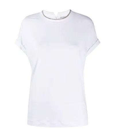 Brunello Cucinelli Cotton Crewneck Short Sleeve T-shirt In Gray