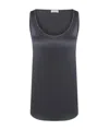 Brunello Cucinelli Silk Top In Black