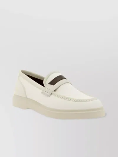 BRUNELLO CUCINELLI BEADED STRAP LOAFERS BLOCK SOLE