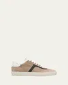 Brunello Cucinelli Beaded Suede T-toe Sneakers In Ice