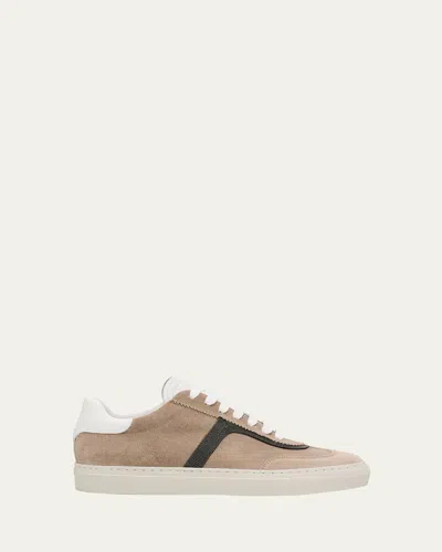 Brunello Cucinelli Beaded Suede T-toe Sneakers In Ice