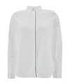 Brunello Cucinelli Oversized White Shirt With Monile Detail In Cotton Blend Woman In White
