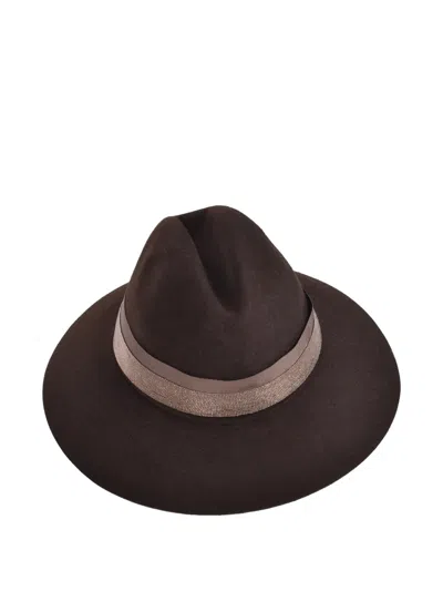 Brunello Cucinelli Beaded-band Hat In Brown