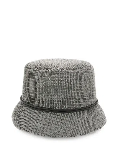 Brunello Cucinelli Bead-embellished Bucket Hat In Gray