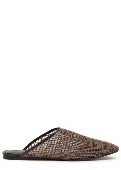 Brunello Cucinelli Bead-embellished Leather Mules In Multi