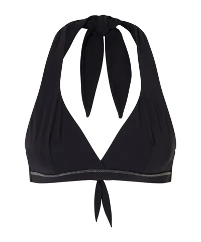 Brunello Cucinelli Bead-embellished Triangle Bikini Top In Black