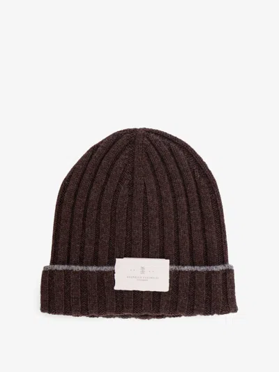 Brunello Cucinelli Beanie Cashmere Hat In Brown