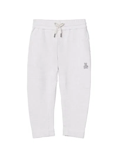 Brunello Cucinelli Babies' Bear-motif Cotton Track Pants In Neutrals