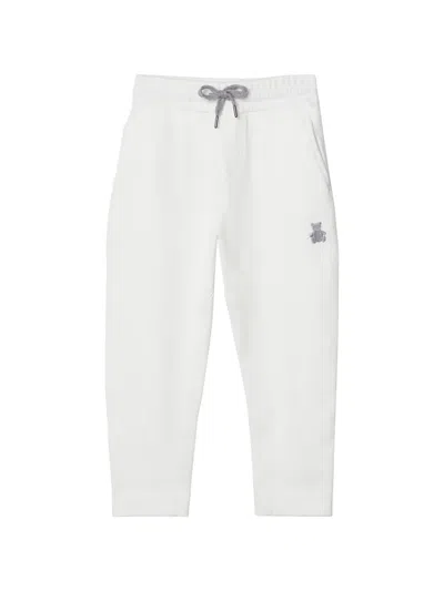 Brunello Cucinelli Babies' Bear-motif Cotton Trousers In White