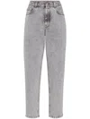 Brunello Cucinelli Button Fitted Jeans In Gray