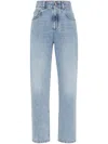 Brunello Cucinelli Faded Wash Five-pocket Denim Trousers In Light Blue