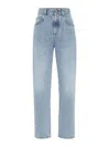Brunello Cucinelli Faded Wash Five-pocket Denim Trousers In Light Blue