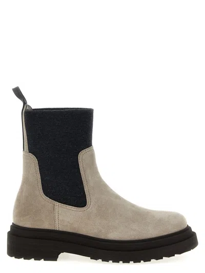 BRUNELLO CUCINELLI BEIGE ANKLE BOOTS