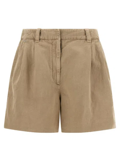 Brunello Cucinelli Beige Baggy Shorts In Brown
