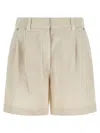 Brunello Cucinelli Women Cotton And Linen Shorts With Jewellery In Neutral