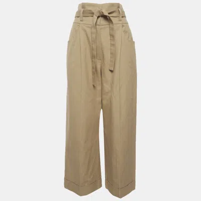 Pre-owned Brunello Cucinelli Beige Belted Wide Leg Trousers Xl In Sand