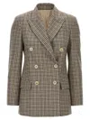 Brunello Cucinelli Blazer Check Monile Blazer And Suits Beige In Brown