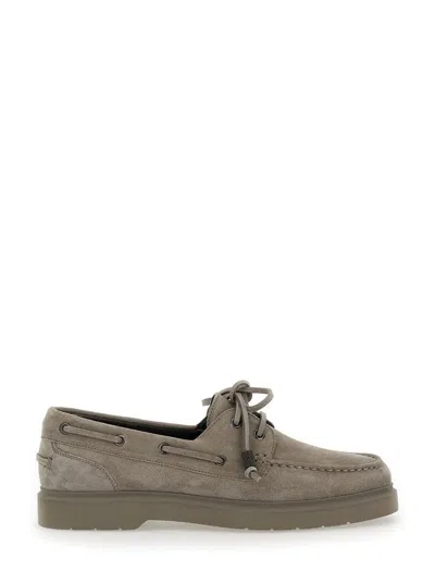 Brunello Cucinelli Beige Boat Loafers With Jewelry Details