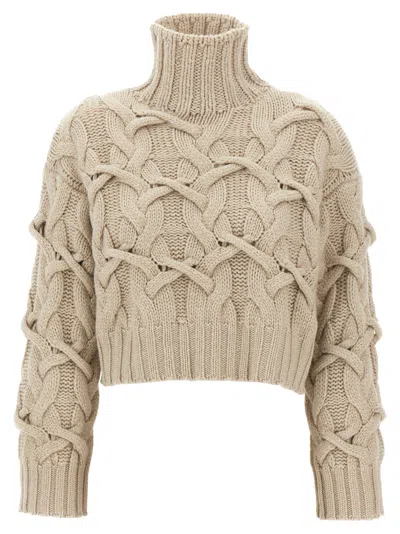 Brunello Cucinelli Beige Braided Sweater In Neutral