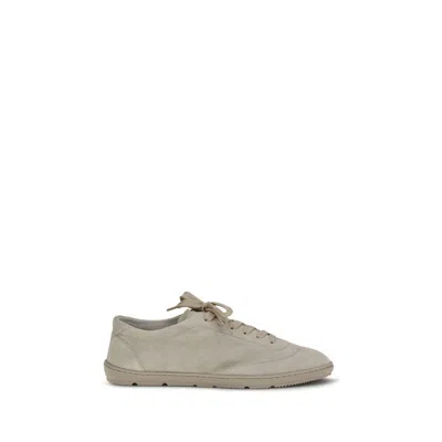 Brunello Cucinelli Beige Calf Leather Bos Taurus Low Top Sneakers In Neutral