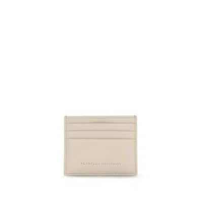 Brunello Cucinelli Beige Calf Leather Bos Taurus Women's Wallet In Sand