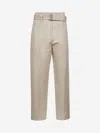 Brunello Cucinelli Women's Cotton Linen Canvas Corset Cigarette Trousers With Jewellery