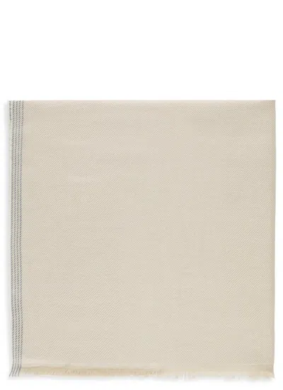 BRUNELLO CUCINELLI BRUNELLO CUCINELLI BEIGE CASHMERE AND WOOL SCARF