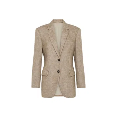 Brunello Cucinelli Beige Cashmere Blazer In Brown