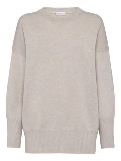 Brunello Cucinelli Beige Cashmere Crewneck Sweater