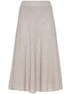 Brunello Cucinelli Sequin-embellished Knitted Midi Skirt In Beige