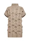 Brunello Cucinelli Women Beige Cashmere Feather Crisscross Cable Sweater In Brown