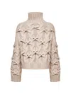 Brunello Cucinelli Women Beige Cashmere Feather Crisscross Cable Sweater In Neutral