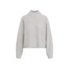 Brunello Cucinelli Beige Cashmere Mock Neck Lana Cashmire Stripe Pullover