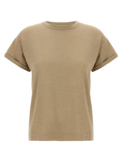 Brunello Cucinelli Beige Cashmere Solid T-shirt