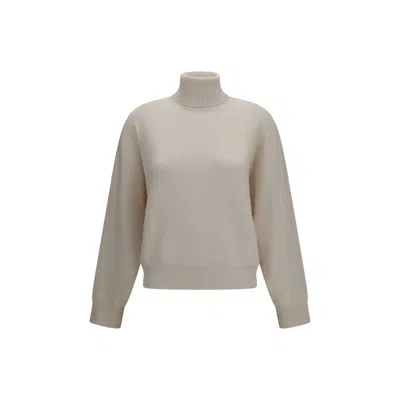 Brunello Cucinelli Beige Turtleneck Sweater In Cashmere Woman In Gray