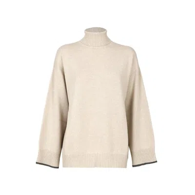 Brunello Cucinelli Beige Cashmere Women's Sweater In Brown
