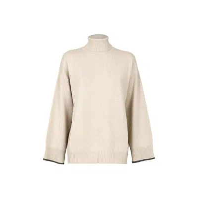 Brunello Cucinelli Beige Cashmere Women's Sweater In Sand