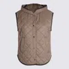 Brunello Cucinelli Hooded Quilted Shell Vest In Brown