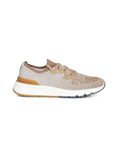 BRUNELLO CUCINELLI BEIGE CHINÉ KNIT RUNNERS
