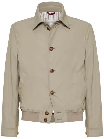 BRUNELLO CUCINELLI BRUNELLO CUCINELLI BEIGE COAT WITH CLASSIC COLLAR