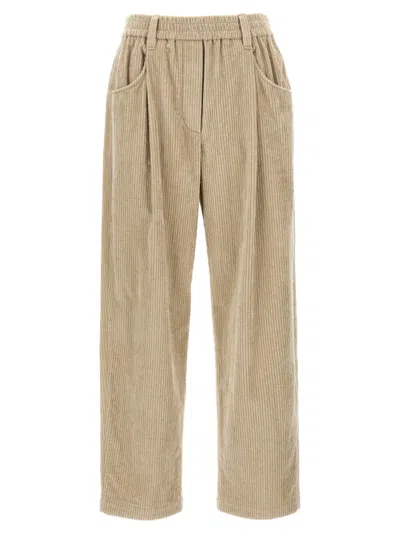 BRUNELLO CUCINELLI BEIGE CORDUROY TROUSERS