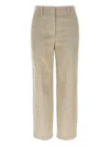 Brunello Cucinelli Beige Corduroy Trousers With Front Zip And Hook Button Closure In Neutral