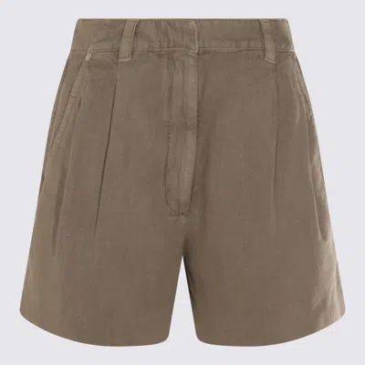 Brunello Cucinelli Beige Cotton And Linen Blend Shorts
