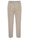 Brunello Cucinelli Comfortable Cotton Blend Trousers In Beige