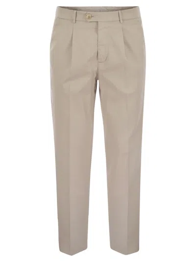 BRUNELLO CUCINELLI BEIGE COTTON BLEND TROUSERS