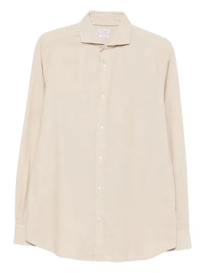 BRUNELLO CUCINELLI BEIGE COTTON BUTTON-DOWN SHIRT