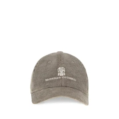 Brunello Cucinelli Corduroy Logo-embroidered Baseball Cap In Brown