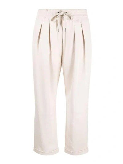 Brunello Cucinelli Beige Cotton Casual Pants In Neutral